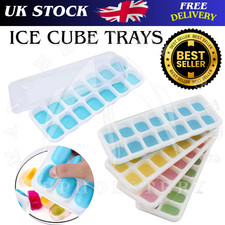 Silicone Ice Cube Trays with Non Spill Lids BPA Free Cocktail Freezer UK