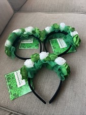 Lot Of 3 St Patrick  s Day Headbands Green White Flowers