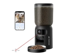Automatic Cat Feeder with Dual 2K HD Camera, Smart Pet Food Dispenser for Timed
