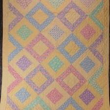 Handmade Quilt Baby Lap Nursery 38x50" Dogs Puppies Yellow Diamond Dance