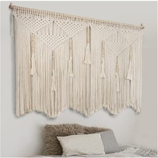 Chic 43.3" x 39.4" Bohemian Macrame Wall Art - Hand-Woven Cotton Tapestry