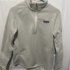 Women  s Patagonia Better Sweater 1/4 Zip Fleece Pullover Biege size Large.