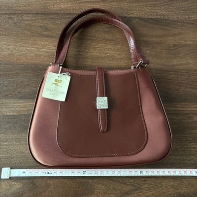 Courreges Handbag Tote Bag Purse Brown Silver Hardware Retro From Japan