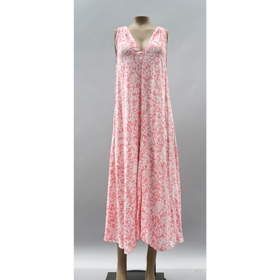 oscar de la renta pink label floral dress Oscar De La Renta Pink Label Sleeveless V Neck Floral Flowy Dress Pink  Small