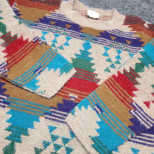 Needles, Needles & Yarn Vintage Aztec Southwestern Womens Sweater Fuzzy Oversized Long