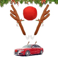Car Reindeer Antler Nose Christmas Decorations For Car Rudolph Reindeer