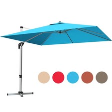 10 Ft Square Offset Hanging Patio Umbrella 360 Degree Tilt Blue