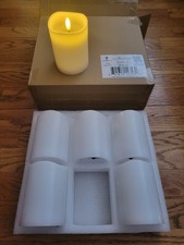 Stonebriar Collection Set of 6 LED Flameless Candles 3x4" White Wax w/ Remote