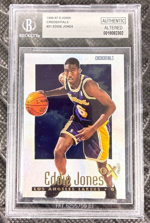 1996-97 Skybox E-X2000 Eddie Jones Credentials /499 #31 Los Angeles Lakers
