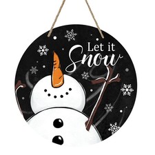 Winter Snowman Sign For Front Door Decor Black Seasonal Wall Decor