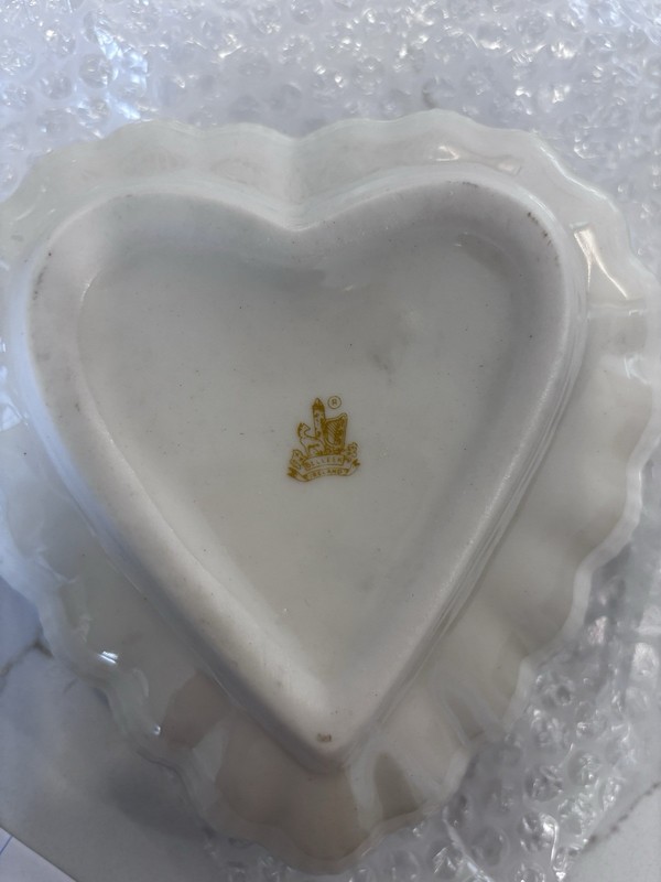 Belleek Ireland Set of 3 White Heart Porcelain Trinket Dishes