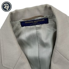 1980's 42 R Brooks Brothers Natural Beige Hopsack Gold Button Blazer Made USA