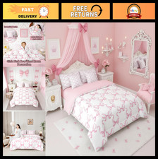 Kawaii Pink Bow Comforter Set for Girls - Twin Bed Set with 4 Pillowcases, Cute