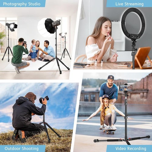 Supporto Luminoso per Fotografia, Treppiede Regolabile 6.56ft/200cm in Alluminio con 360... - Foto 8 di 9