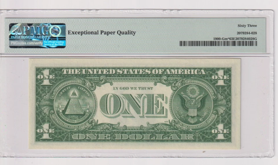 Fr 1900-Gm* MULE STAR 1963 $1 FRN G00554013* bp 422 PMG 63EPQ CHICAGO GREEN SEAL - Image 2 of 2