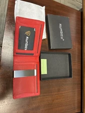 Runbox Slim Leather Wallet Men Blocking Rfid Minimalist Clip Money Wallets