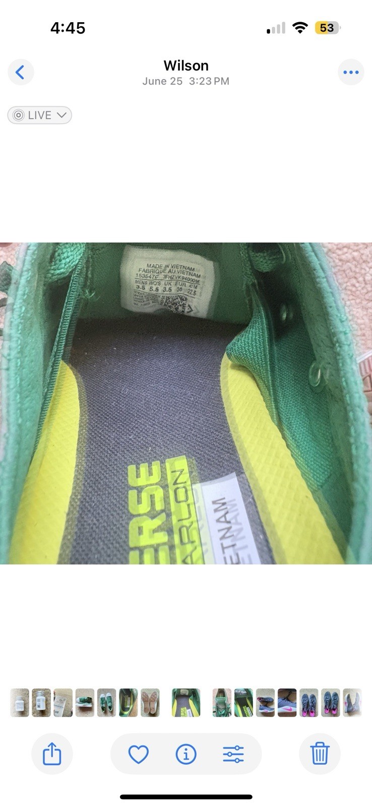 Converse Chuck Taylor II Women’s Lunarlon Green Silver Sneakers Size 5.5 thumbnail 7