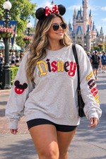 DisneyLand Parks Mickey Mouse Gray Embroidered Sweatshirt Womens XL JT22997