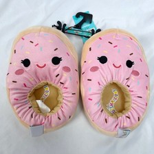 Squishmallows Slippers Toddler Girl Pink Dabria Donut Doughnut Plush 4-5, 7-8