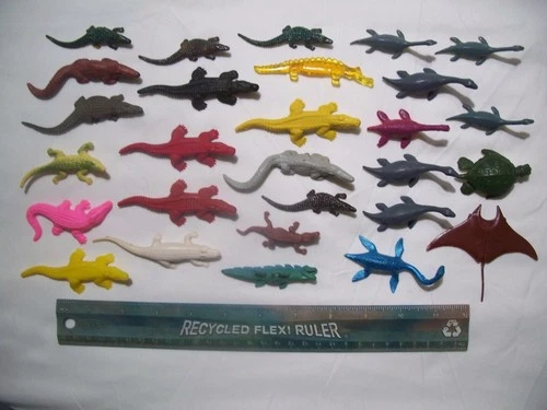 28 RARE MARX MPC LIDO ALLIGATORS SEA CREATURES 1/32 54MM 60MM PLASTIC PLAYSET