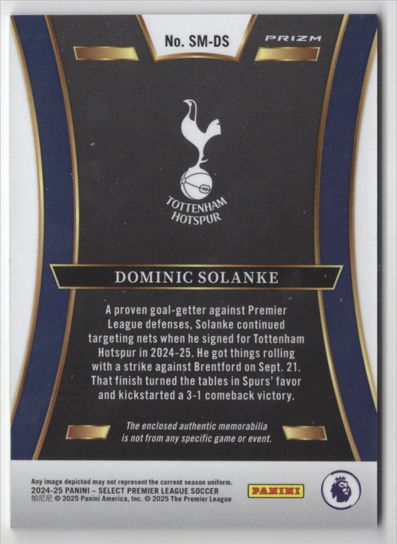2024 Panini Select EPL Memorabilia Dominic Solanke Tottenham