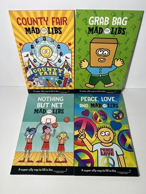 Mad Libs Activity Book Lot of 4 County Fair Grab Bag Nothing But Net Peace Love