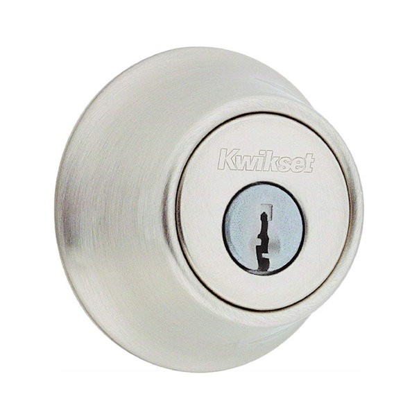 Двухцилиндровый сатиновый засов с регулируемой защелкой Kwikset 665 (Новая поврежденная коробка)