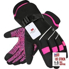Waterproof & Windproof -30°F Winter Gloves for Men/Women, 3M Small Pink