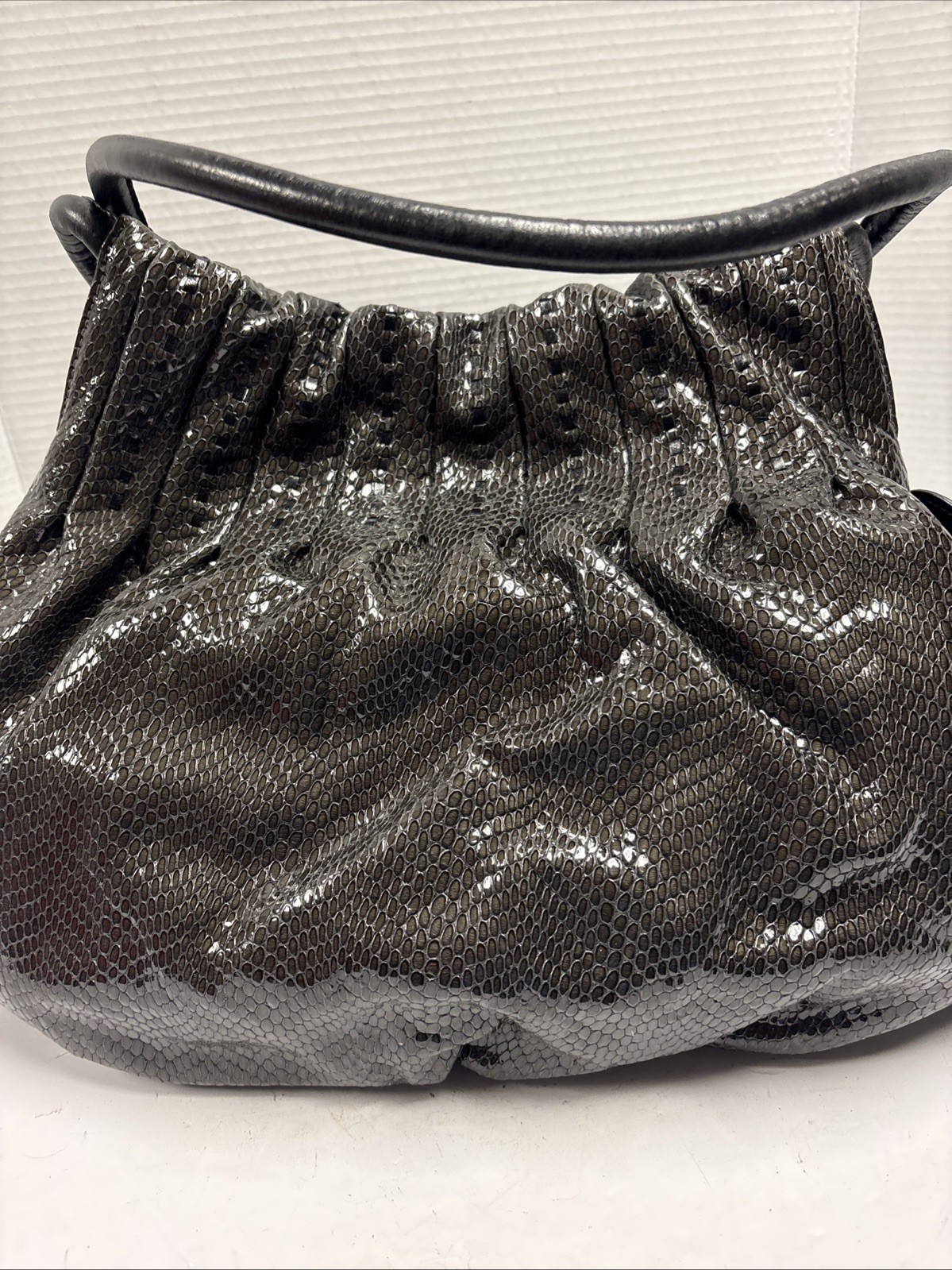 Brighton BREELAN Gray Pewter Python Embossed Pate… - image 5