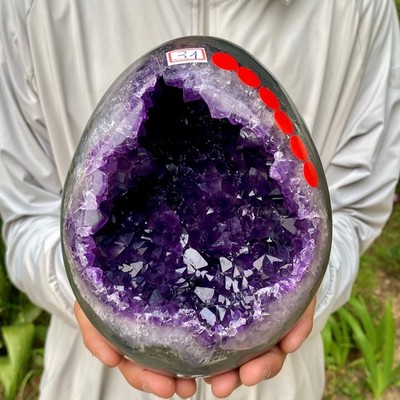 6.81LB High quality Natural Amethyst geode quartz crystal Dinosaur egg healing