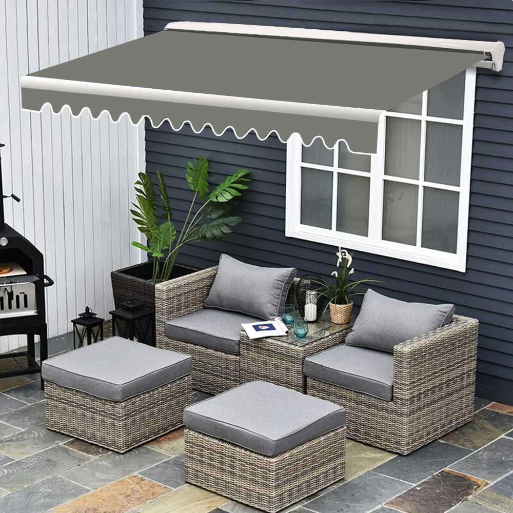 Half Cassette Electric Awning Garden UV Shade Shelter Retractable 3x2.5M Grey