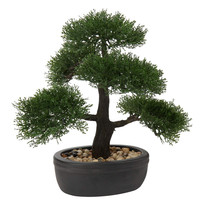 Kunstbonsai Zeder Kiefer Naturgetreu Kunstpflanze Keramiktopf Schwarz Deko Tisch