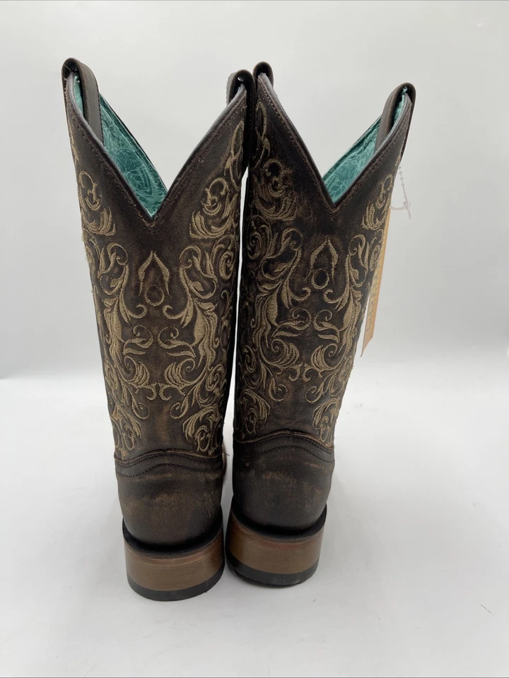 Women's Corral Honey Embroidery Square Toe Western Boots Brown Size 6M - Image 4 of 4