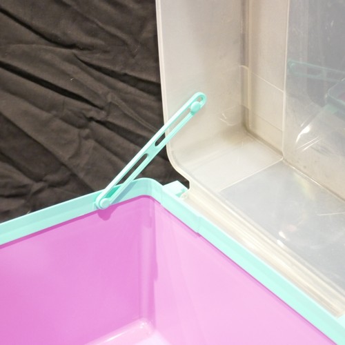 Vintage Tupperware Large Storage Tote Container pink purple 1650-1 lid tray - Picture 6 of 17