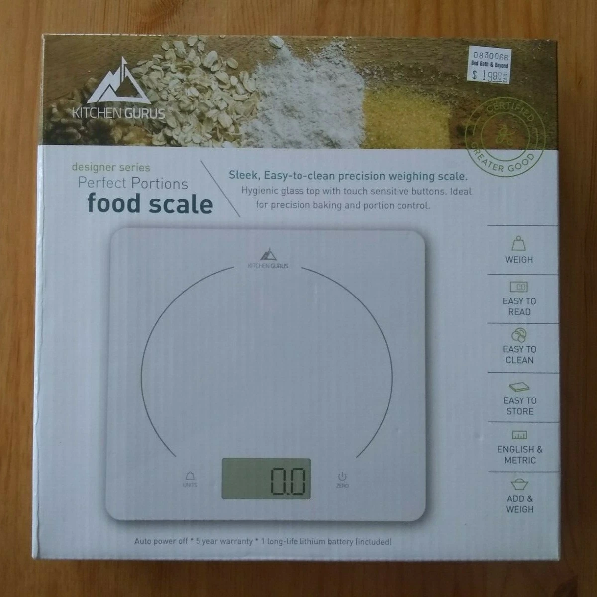 Kitchen Gurus Perfect Portions Food Scale - english and metric measurements