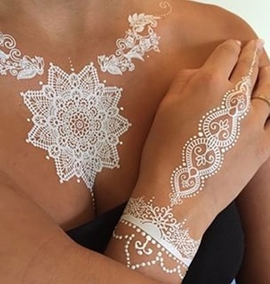 Tattoo Einmal Flash Klebe Braut Hochzeit Fuß Kette Henna Taufe Party Schwarz J7S