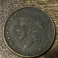 Hard Times Token #48, 1837 Liberty Head, Not One Cent, Details R-1 Copper, X-102