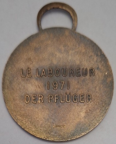 Huguenin Le Locle Vintage Germany Medal Plowman 1971 Farm Laborer LE LABOUREUR - Picture 8 of 8