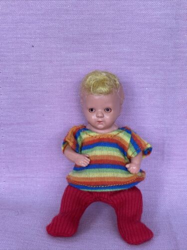 Vintage HERTWIG / Celluloidowa lalka koniczyny, lata 50., do pokoju dla lalek - Zdjęcie 1 z 5