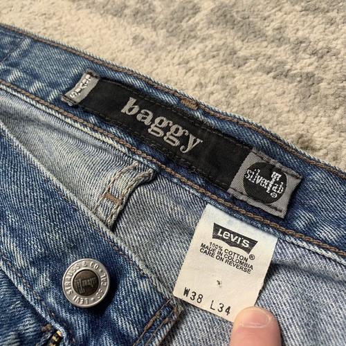 Vintage Levis Silvertab Baggy Stone Wash Blue Relaxed Loose Denim Jeans W38 L34 - Picture 6 of 12