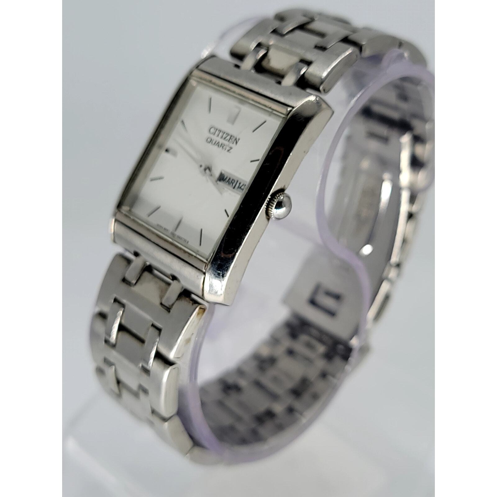 _Silver Rectangular Citizen Quartz Watch with Whi… - image 3