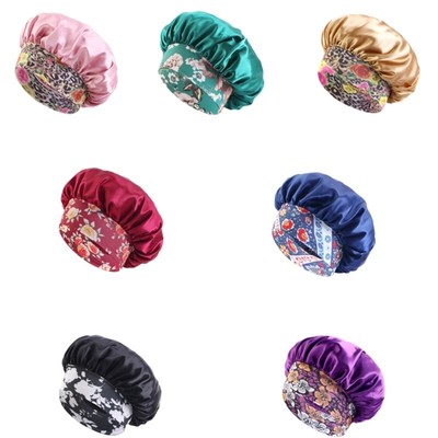 Soft Satins Night Hat Travel Sleep Bonnet Wide Band Comfortable Hair Bonnet