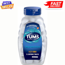 Tums Ultra Strength 1000 Peppermint Antacid Tablets, 72 Ct FREE FAST SHIPPING
