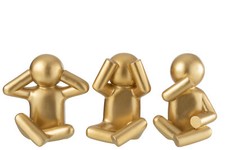 J-Line 3 er Set Figur Skulptur XXL P'tit Maurice Poly Gold Nicht sehen hören spr