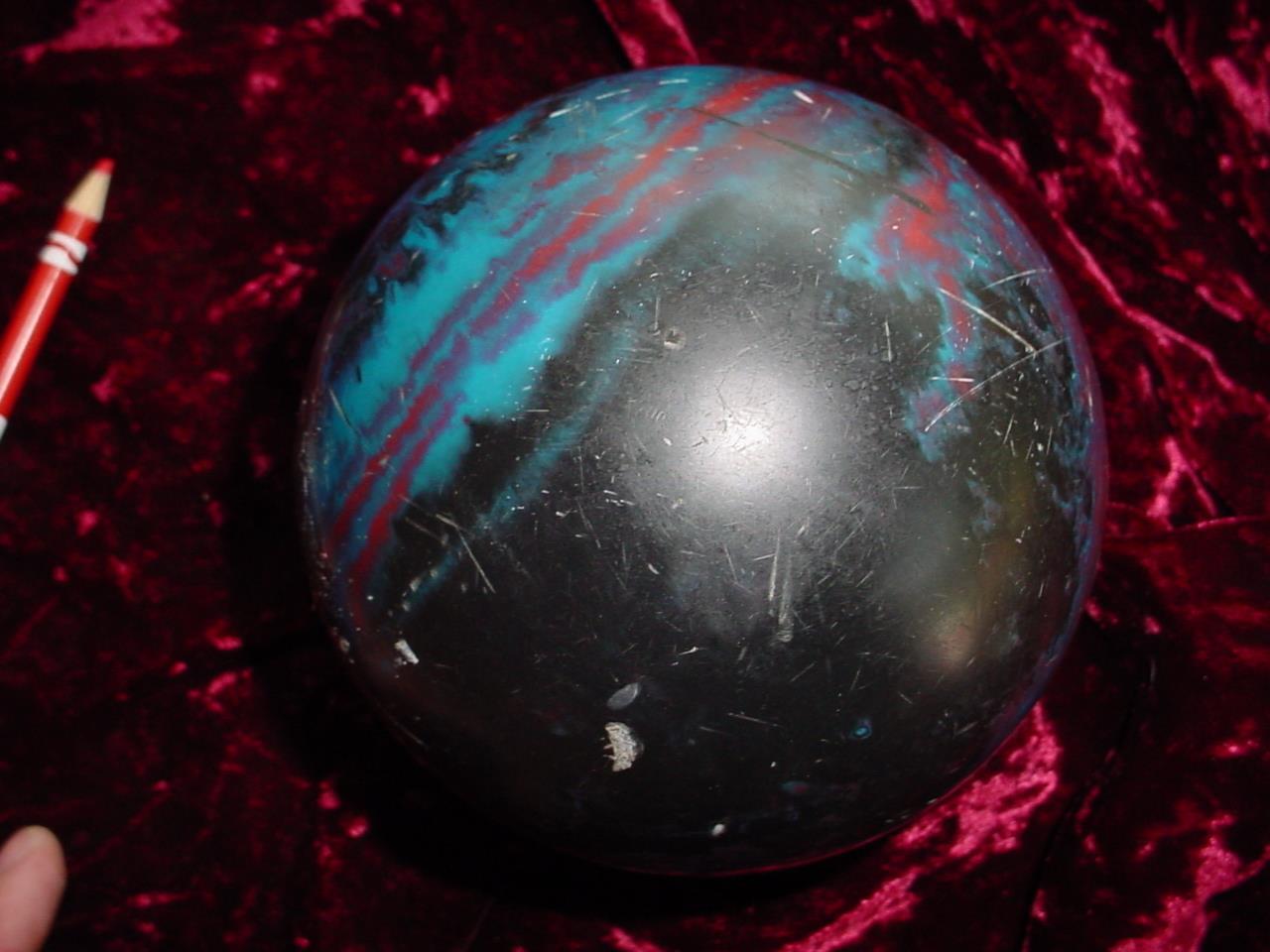 (2) Vintage blue /black /red swirl 1970's rubber  Bowling balls 3 pounds 8 ounce