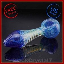 4.5" Handmade Ocean Pearl Blue Infinity Spiral Tobacco Smoking Bowl Glass Pipes