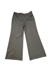NWT Elie Tahari 14 Pants Trousers Wide Charcoal Gray Fine Plaid $248 Cuff WOOL