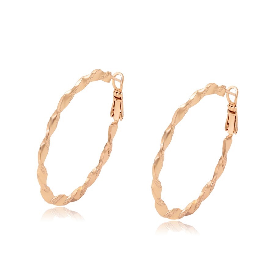 Créoles torsadé plaqué or jaune 750 femme boucles d'oreilles jonc 38 mm