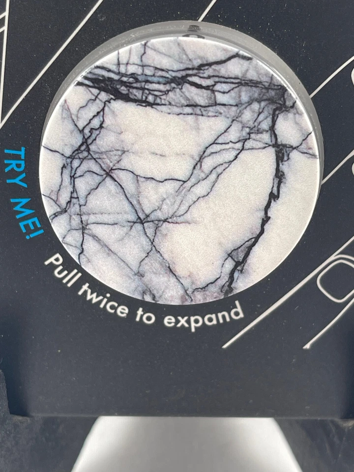 Authentic PopSockets round b&w Marble PopSocket  Phone Holder Grip - Image 2 of 2