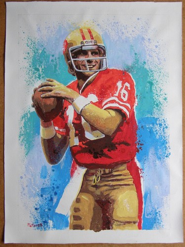 JOE MONTANA NFL QB 49ers Football Original Acrylic Painting Contemporary Art - Picture 2 of 5